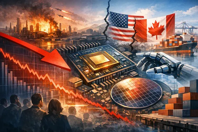 Illustration of global stock markets under pressure as technology shares fall ahead of Nvidia earnings