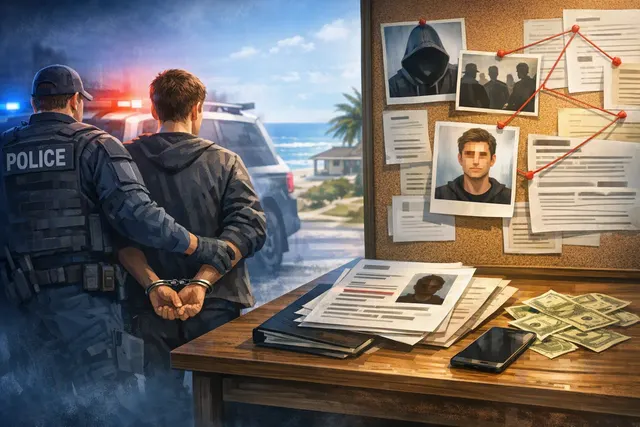 Illustration of a cybercrime investigation into alleged TeamPCP software supply-chain attacks and Australian arrests