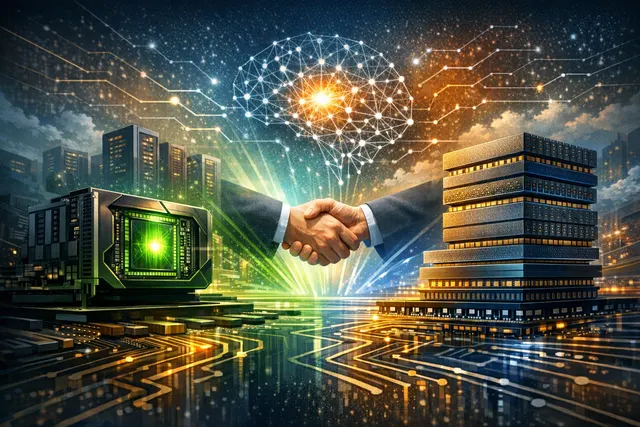 A conceptual rendering of Nvidia and SK Hynix's next-generation AI memory chip, symbolizing their multiyear technology partnership.