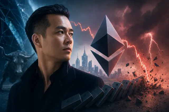 Illustration of a crypto trader facing liquidation during a leveraged Ethereum trade