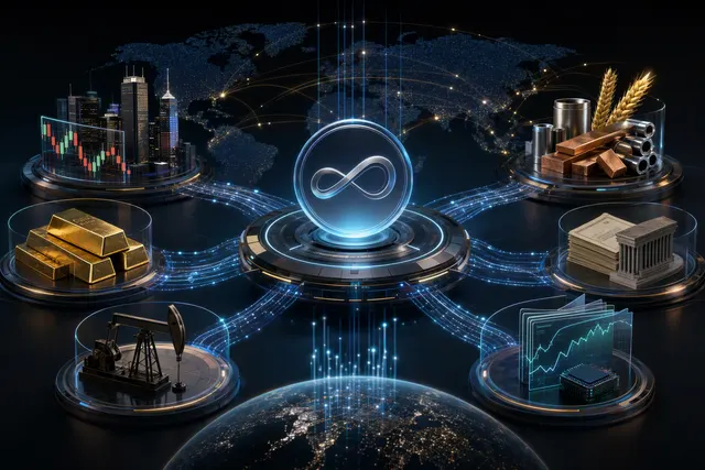 Illustration of a crypto exchange dashboard showing perpetual futures tied to traditional assets