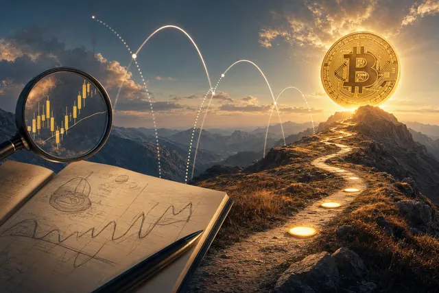 Editorial illustration about Bitcoin’s projected 2029 price peak and the 2028 halving cycle