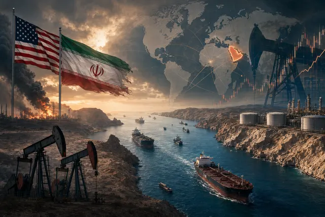 Oil tanker traffic disruption near the Strait of Hormuz during the global oil supply crisis