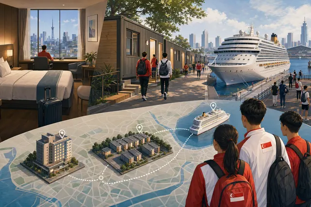 How are athletes, including Team Singapore, being housed at the 2026 Aichi Nagoya Asian Games without a dedicated athletes’ village, and wha