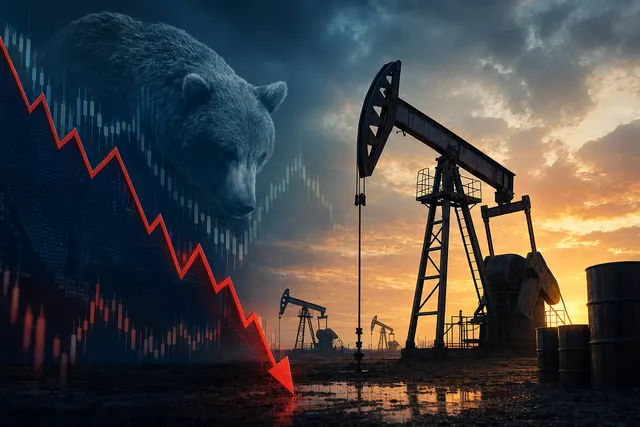 Oil market chart and tanker imagery representing massive Brent crude options bet and geopolitical volatility