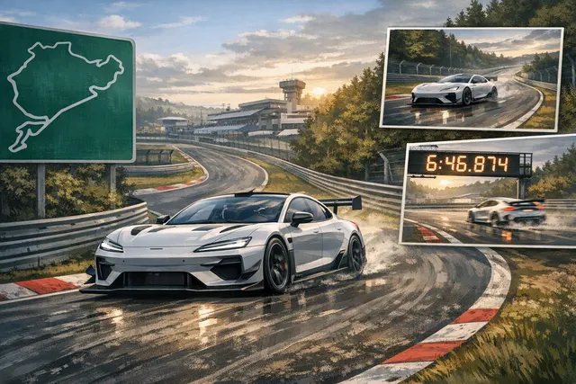 Xiaomi SU7 Ultra electric performance prototype driving on the Nürburgring Nordschleife