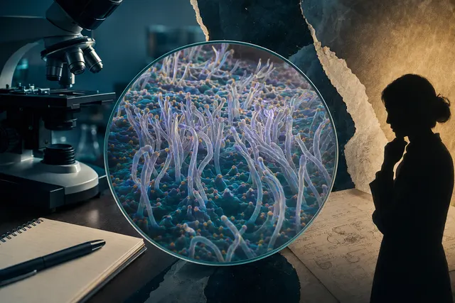 AI-generated editorial illustration of microscopic cilia-like forms; not an image from Ning Xu’s contest entry.
