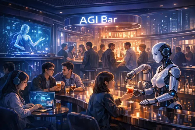 AI-themed AGI Bar in Beijing where customers drink beer, use laptops and access complimentary AI tools