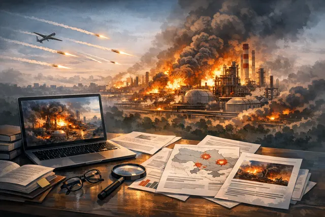 Smoke rising above Moscow oil refinery after Ukraine's largest drone attack on June 18, 2026