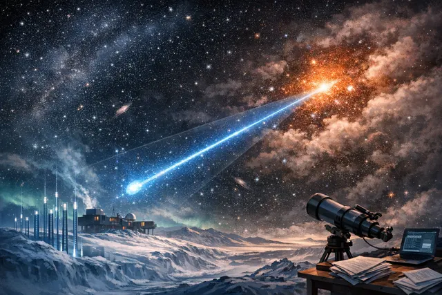 What high-energy neutrino detection has astronomers traced to a distant, dust-obscured star-forming galaxy 11 billion light-years away, and