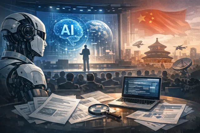 Editorial hero image representing Chinese cybersecurity firm 360 Security Technology's AI vulnerability-hunting tools Tulongfeng and Yitianzhen, unveiled at ISC.AI 2026 as a rival
