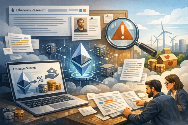 Ethereum staking rewards redirect proposal concept art showing voting mechanism and validator nodes