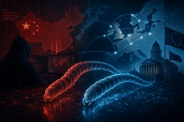 Illustration of cyber espionage malware using cloud platforms like Discord and Microsoft Graph for covert command and control
