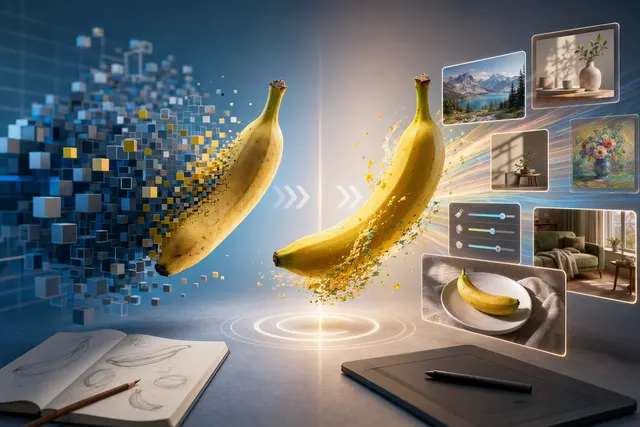 Illustrative AI-generated artwork for an article comparing Google’s Nano Banana 2.1 image model with Nano Banana 2