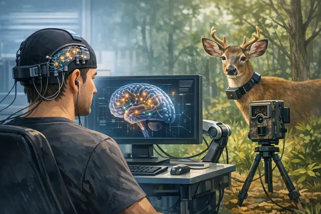 A digital art depiction of a human brain with luminous neural pathways converging into a geometric manifold, symbolizing a brain-computer interface that aligns with the brain's nat