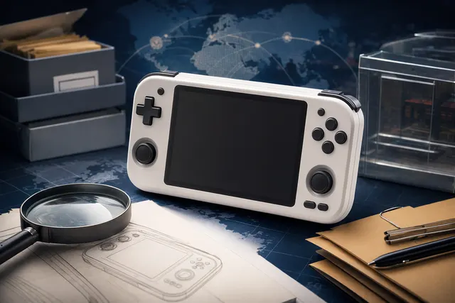 Lenovo G02 retro gaming handheld console resembling a classic Game Boy style device