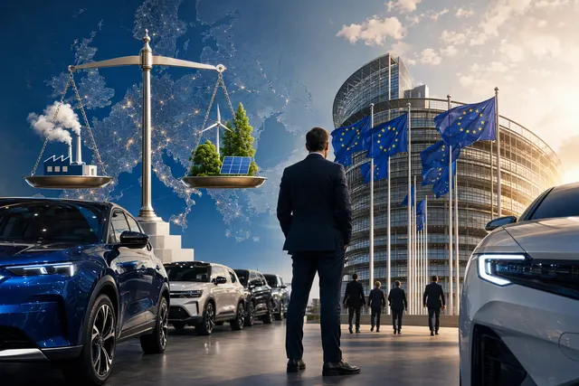 AI-generated editorial illustration representing Stellantis’ strategy at the Paris Motor Show