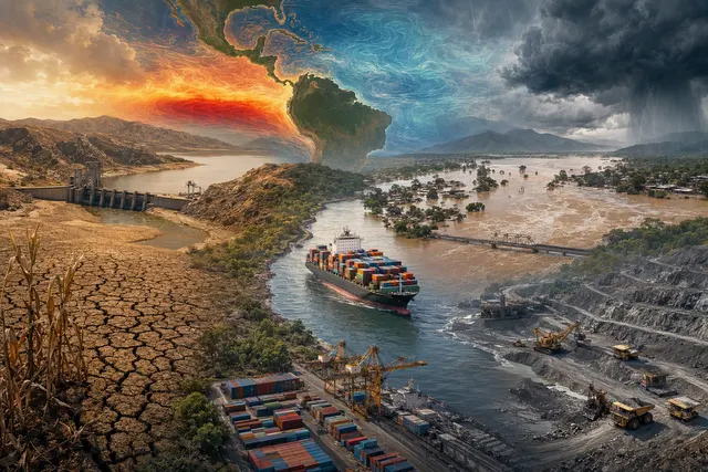 Illustration of drought and flooding risks to Latin American trade and infrastructure during a strong El Niño