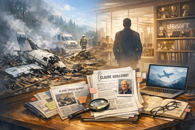 AI-generated editorial hero image for Searching with cited sources for What happened to Ubisoft co-founder Claude Guillemot, including the details of the plane crash that killed