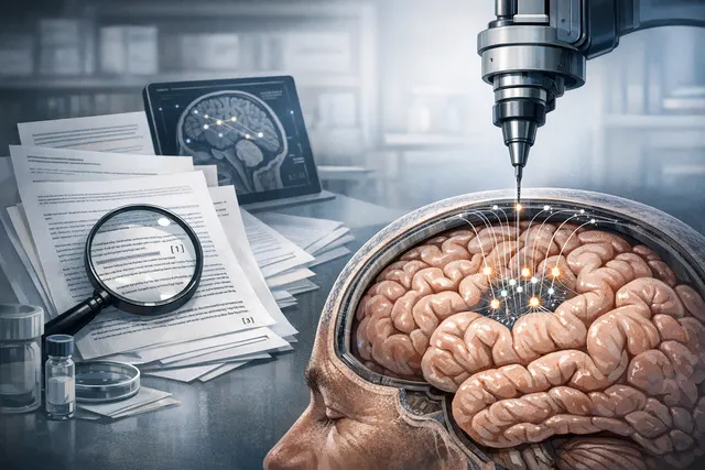 Neuralink brain implant with electrode threads being inserted through the dura mater