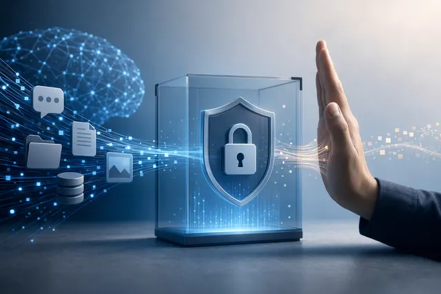 Ilustración editorial sobre privacidad de datos al usar DeepSeek V4.