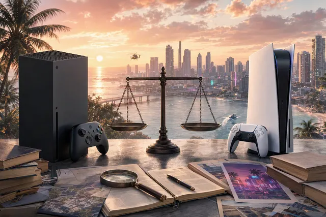 Editorial illustration for a comparison of GTA VI on PS5 and Xbox Series X