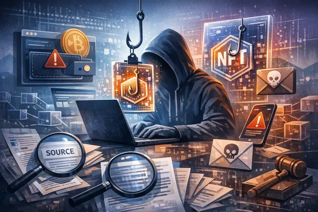 Illustration of a phishing scam targeting XRP holders with fraudulent NFTs on the XRP Ledger