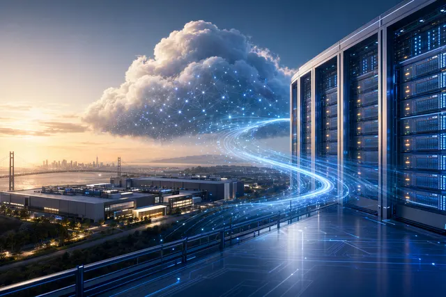 抽象資料中心、AI 晶片與雲端網路，象徵 Anthropic 與 Google Cloud 的 TPU 算力合作
