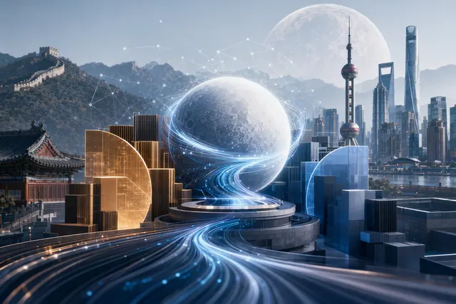 AI-generated illustration of Moonshot AI and Kimi rising in China’s large-language-model funding race
