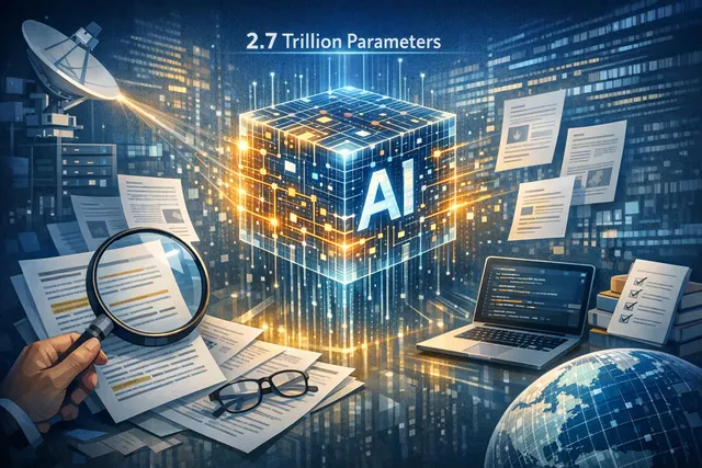 Visualization of MiniMax's model scale progression from M1 to M3 to the planned 2.7T-parameter M3 Pro, set against a futuristic AI data center background