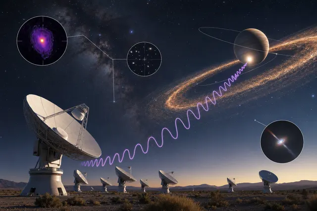 Καλλιτεχνική απεικόνιση του εξωπλανήτη Beta Pictoris b με ραδιοκύματα και αυρική εκπομπή