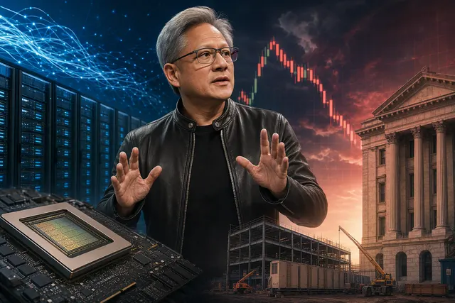 Illustration representing AI infrastructure investment and the financing pressures facing a cloud computing company