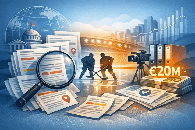 AI-powered concept image representing Sportway Media Group's automated sports video production platform, with abstract camera and streaming visual elements