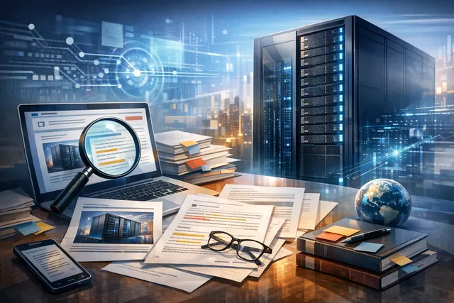 Huawei Atlas 950 SuperPoD concept render showing a large array of interconnected server cabinets with optical cabling, representing the 8,192-NPU AI supernode.