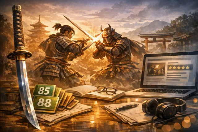 Samurai warrior facing demonic enemies in a stylized Edo-period Kyoto scene inspired by Onimusha: Way of the Sword