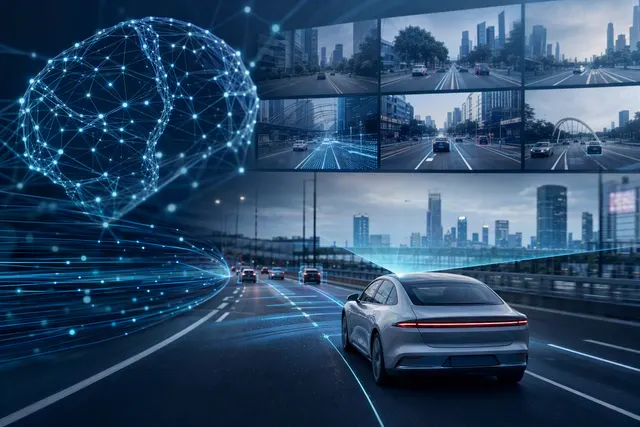 Illustration representing Qwen-Drive-1.0-4B’s modular autonomous-driving vision-language architecture
