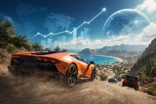Forza Horizon 6 racing game launch success and sales performance illustration