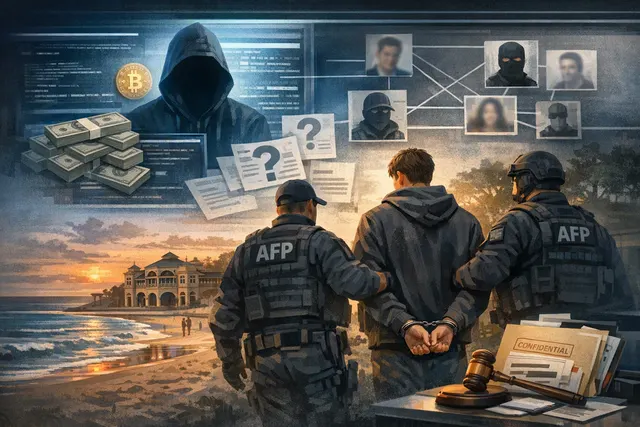What is known about the Australian Federal Police’s August 26, 2026 arrests of 21 year old Cottesloe resident Ruben Thomson, also known as “