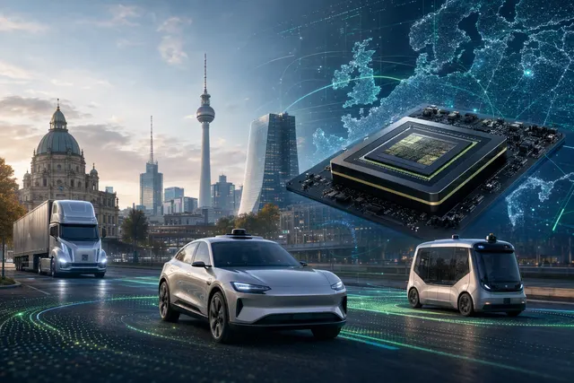 AI-generated editorial illustration for Nvidia’s European autonomous-driving expansion