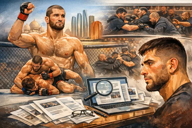 Magomed Zaynukov in the UFC Octagon after his debut win at UFC Abu Dhabi