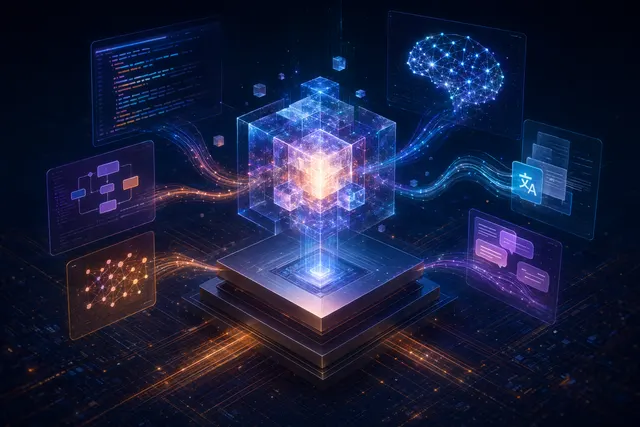 Concept illustration of Alibaba’s Qwen3.7‑Max AI model and full‑stack AI infrastructure including chips, cloud, and autonomous agents