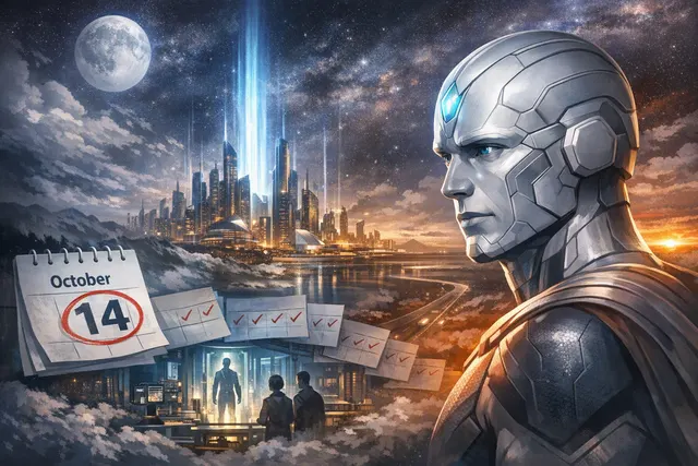 AI-generated editorial illustration accompanying a guide to Marvel’s VisionQuest premiere