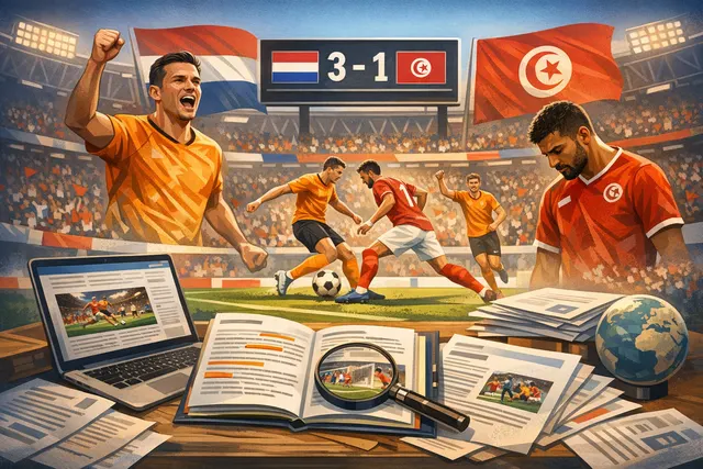 Brian Brobbey celebrates scoring for the Netherlands against Tunisia in a rainy 2026 World Cup Group F match at Arrowhead Stadium, Kansas City.