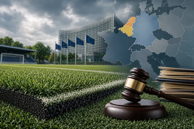 Artificial turf sports field representing the European Commission investigation into synthetic turf suppliers