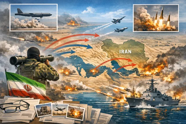 Iran-US conflict escalation map showing missile and drone strike locations across the Gulf region in July 2026