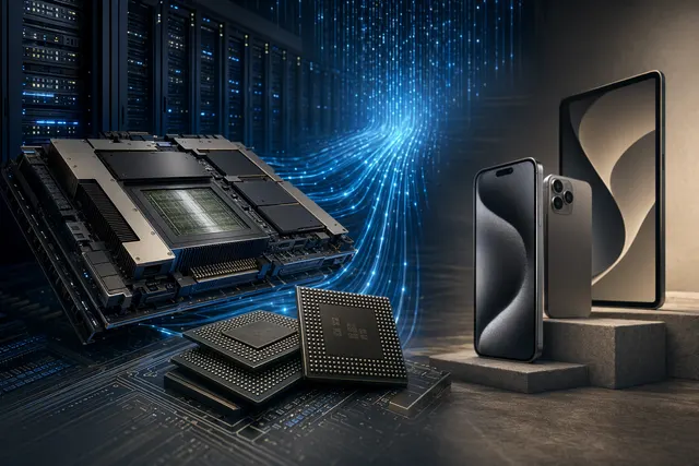 Illustration of Nvidia AI data center servers driving massive LPDDR memory demand
