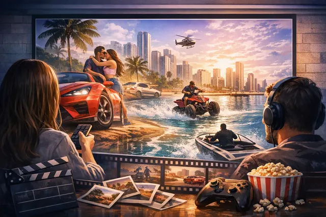 Promotional editorial artwork for Grand Theft Auto VI: An Extended Look