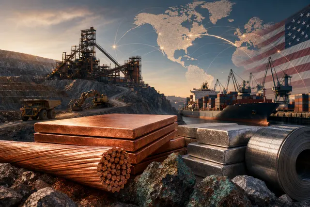 Editorial illustration of copper and nickel industrial metals amid market price divergence