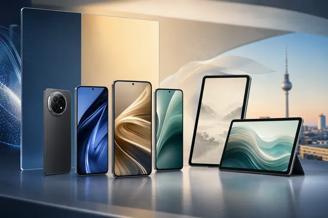 TCL P80 smartphones and TAB A1 tablets shown with bright, paper-like display screens