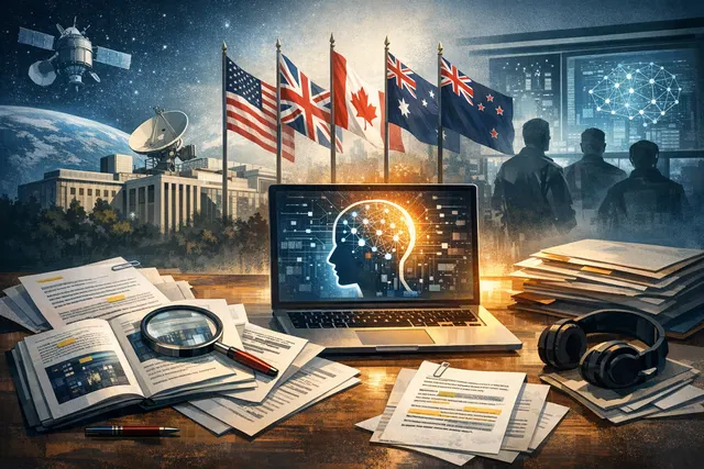 Editorial hero image representing the Five Eyes intelligence alliance joint warning on frontier AI cyber threats